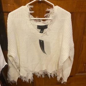 Ribbed fringe sweater